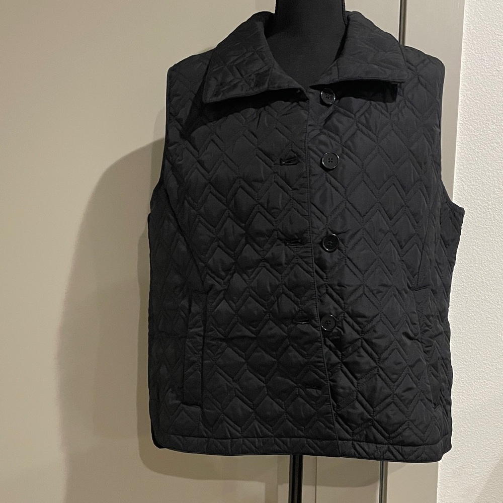 Lands' End Black Quilted Vest Primaloft Collection, NWT, PL